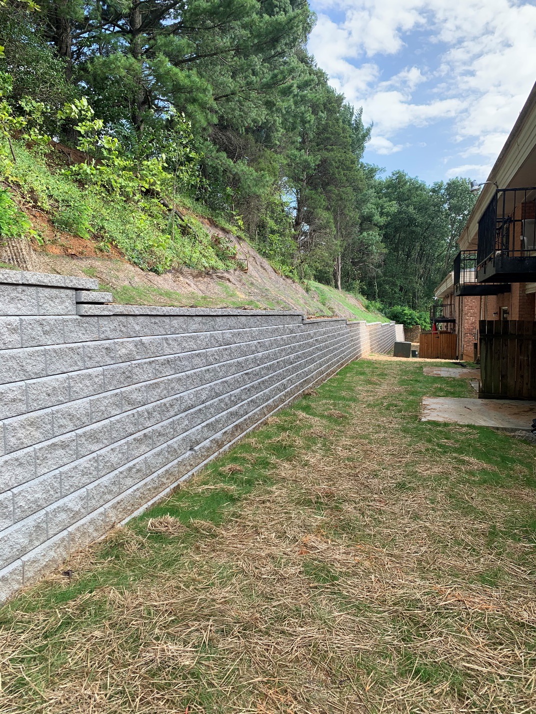 Retaining wall after repair